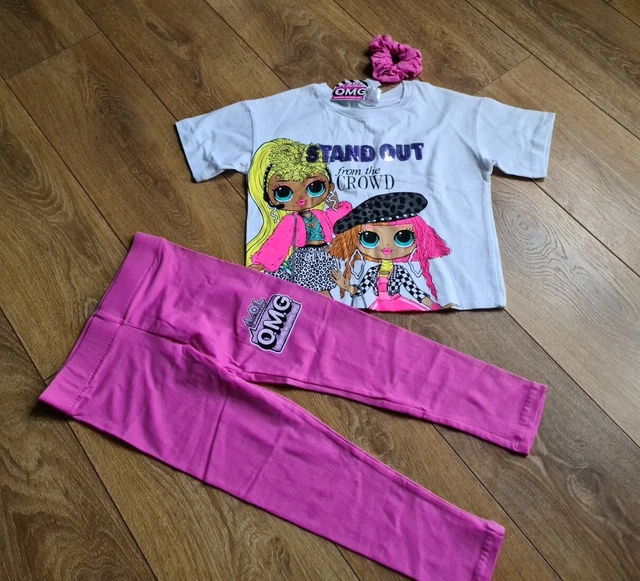 Girls New  George Lol Omg 3 Piece Set Top Leggings Hairband Size 7-8 Years