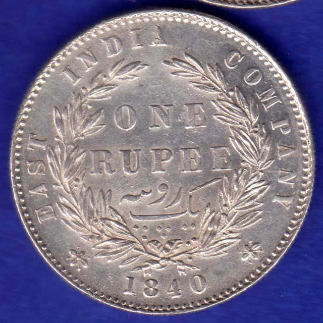 British India-1840-Divided Legend-Victoria-One Rupee-Top Condition Silver Coin