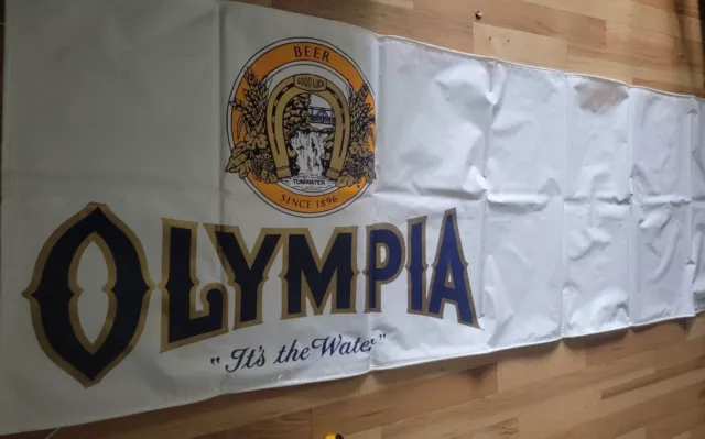 Large 33x117 Olympia Beer Banner Sign Indoor Outdoor Bar Advertising Men