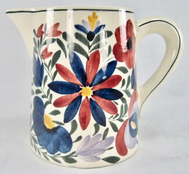 Germany Persian Ware Pitcher Creamer Red Blue Flowers Hand Painted 1920s O AS IS