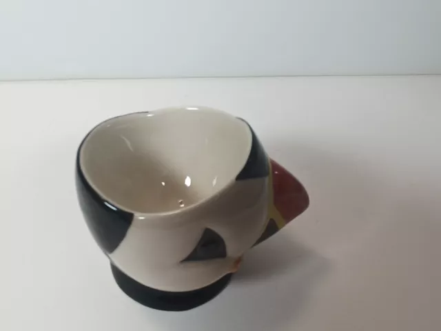 Quirky Hand Painted Quail Puffin Bird Ceramics Face Egg Cup