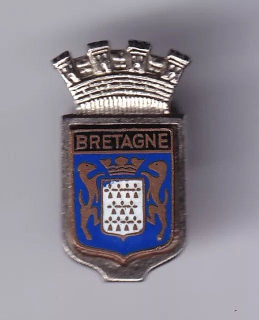 Rare Pins Pin's .. Tourisme Bretagne Breizh Blason Arm Hermine Argent 3D ~Fh