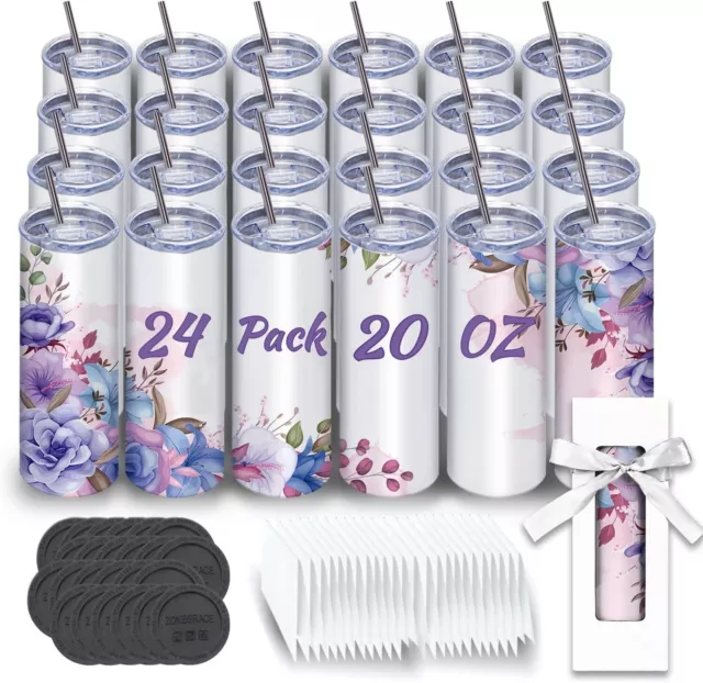 Zonegrace Sublimation Tumblers 10 Pack Stainless Steel Double Wall Tumbler  30 Oz
