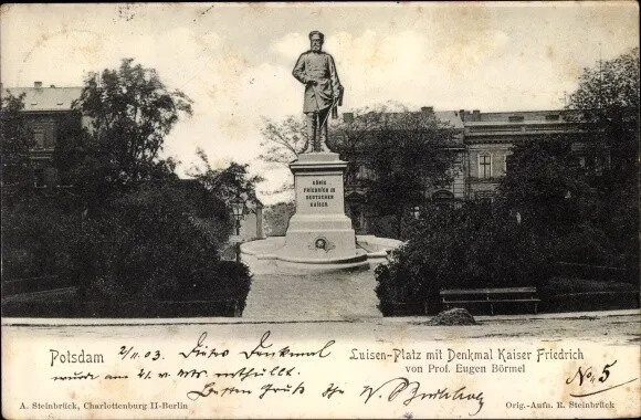 Ak Potsdam in Brandenburg, Luisen Platz, Denkmal Kaiser Friedrich - 10366024