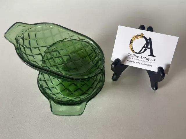 Beautiful Pair Of Green Glass Art Deco Style Cocktail Serving Dishes c1960’s
