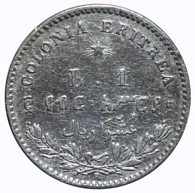 1896 Cologne Eritrea Umberto I 1LIRA Monnaie Originale Argent MF107344