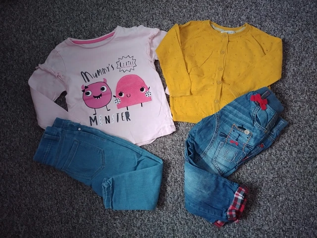 Girls Outfits Bundle Next/Denim Co Jeans, M&S Cardigan And Primark Top 2-3 Years