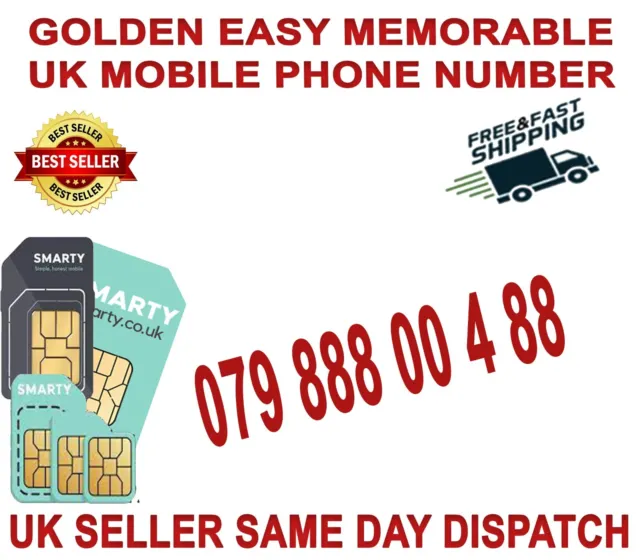 Golden Easy Memorable Uk Vip Mobile Phone Number 079 888 00 4 88 Platinum Sim