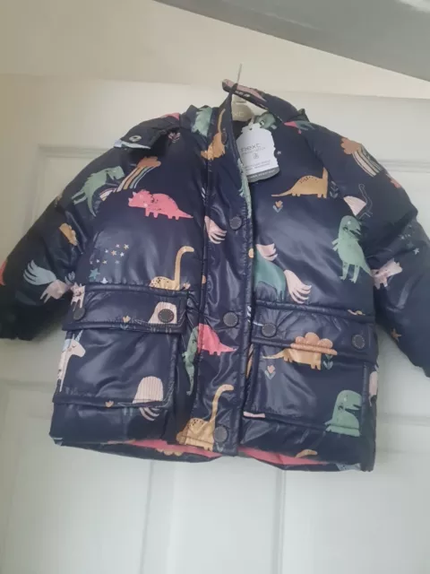 BNWT Next Baby Girls Dinosaur & Unicorn Shower Resistant Hooded Coat Jacket £28