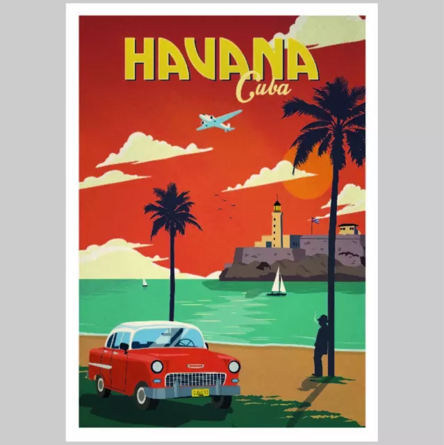HAVANA - CUBA A Vintage Retro Travel Holiday Poster On Metal Sign Plaque Pub Bar