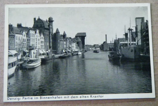 alte AK Danzig Partie im Binnenhafen mit dem alten Krantor Polen Pommern um 1915