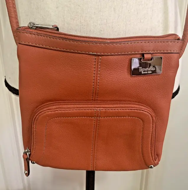 Tiganello Leather Burnt Orange Crossbody Bag Purse