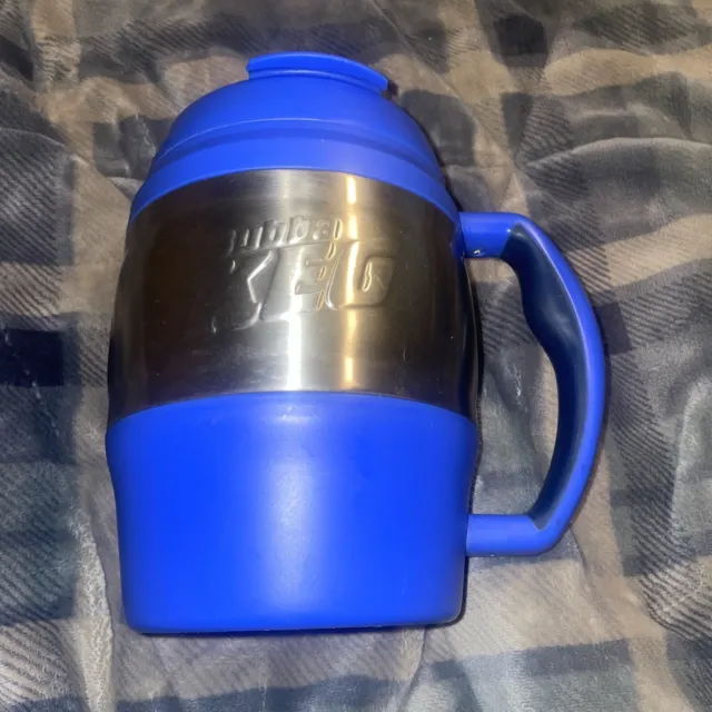Bubba Keg 52 Ounce Insulated Travel Mug Blue and Chrome, Handle Flip Top Jug