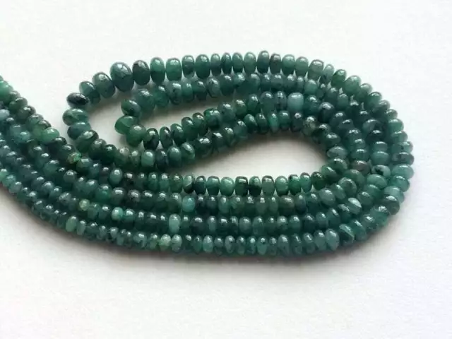 3mm-4mm Emerald Plain Rondelle Beads, Emerald Plain 7 Inches