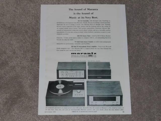 Marantz Ad 1966 Ad, Modèle 8b Amp, 7T Pré, SLT-12 Platine, 10b Tuner, 1 Pg