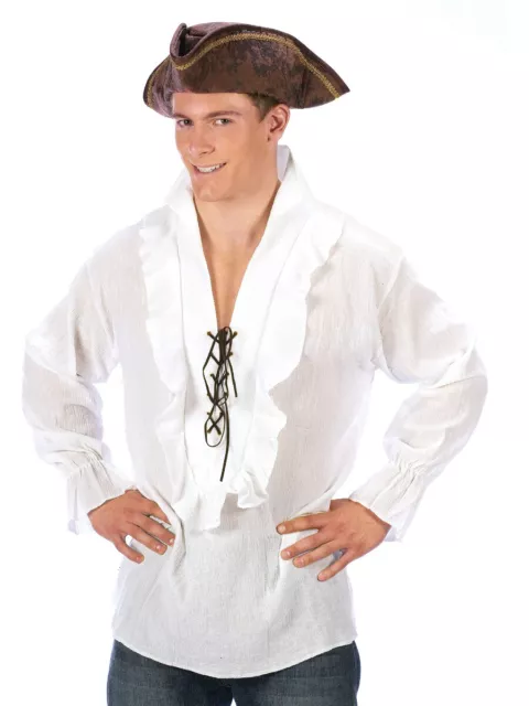 Adult's Mens White Renaissance Peasant Pirate Shirt Costume One Size