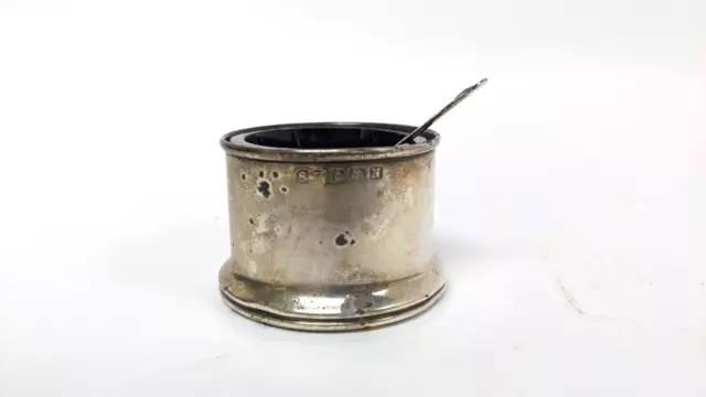Vintage Solid Silver Mustard Pot & Spoon, HM Birmingham, 1937, 0.62oz  GS10 B901