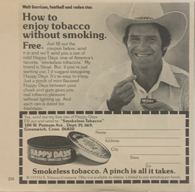 walt garrison chewing tobacco commercial for Smokeless Tobacco, 1980 | "A pinch is all Probably watched this commercial and