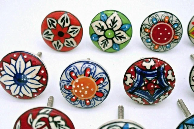 LOT of 30 Pcs Ceramic Closet Wardrobes Handles Cabinet MULTI COLOR Drawer Knobs 6