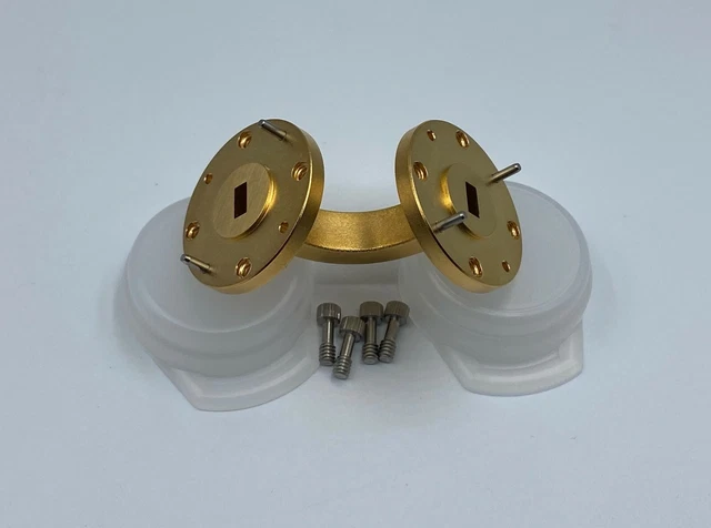 WR-22 Waveguide Bend 90 Degree E-Plane Gold Plated 1.5 Inches
