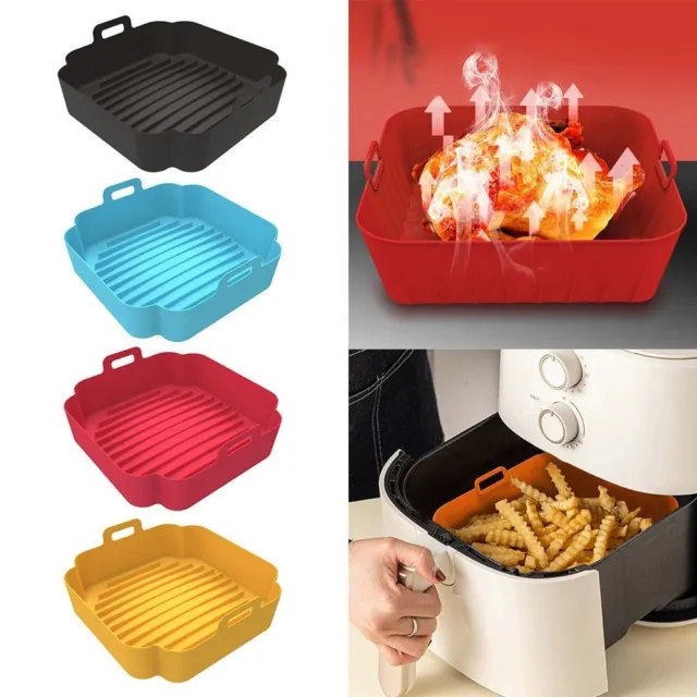 Foldable Square Silicone Pot For NINJA Air Fryer Baking Pan Basket Reusable