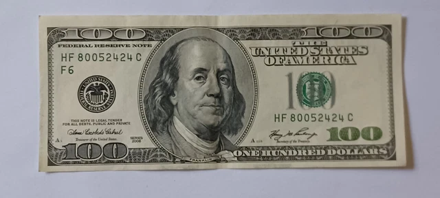Off Center $100 Dollar Bill  Print Error Series 2006