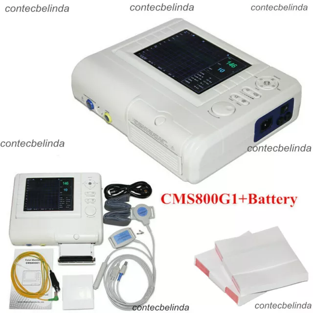 Portable Fetal Monitor Color FHR Battery Fetal Movement+Probe+Printer CMS800G