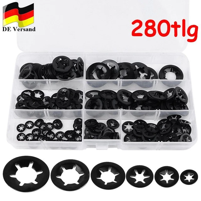 280 pezzi assortimento dischi di sicurezza M3-M12 anello di sicurezza set morsetti