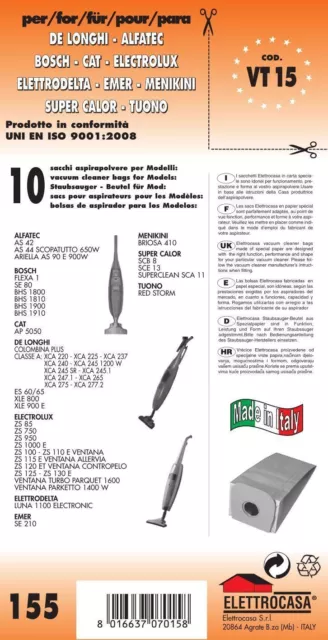 10 Sacchi Buste Elettrodelta Compatibile Con Tutti I Modelli Indicati Nella Foto