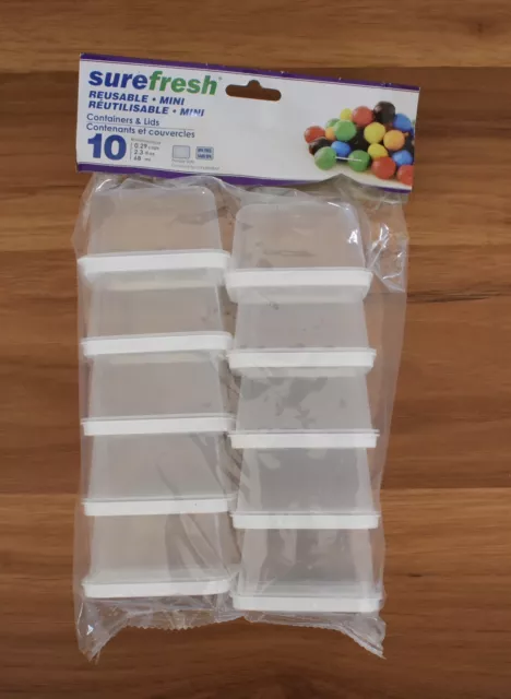 Mini Storage Containers with Lids, Sure Fresh, Plastic, Reusable, Round and  Rectangular 20-pc Set