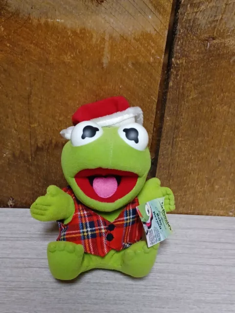 1987 McDonalds Christmas Baby Kermit The Frog PLUSH Jim Henson Muppet Babies Vtg