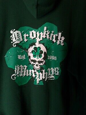 Dropkick Murphys Est 1996 XL Teschio Trifoglio Irlanda Felpa Maglia Skull Verde