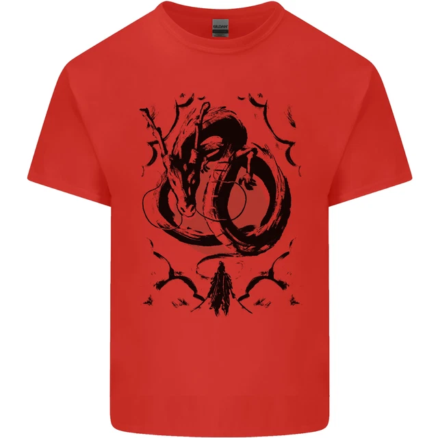 T-shirt top da uomo Samurai Warrior Dragon & Sun Fantasy MMA cotone 11