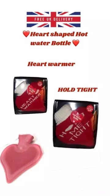 Heart Shaped Hot Water Bottle With Red Knitted Cover Valentines Mothers day Gift