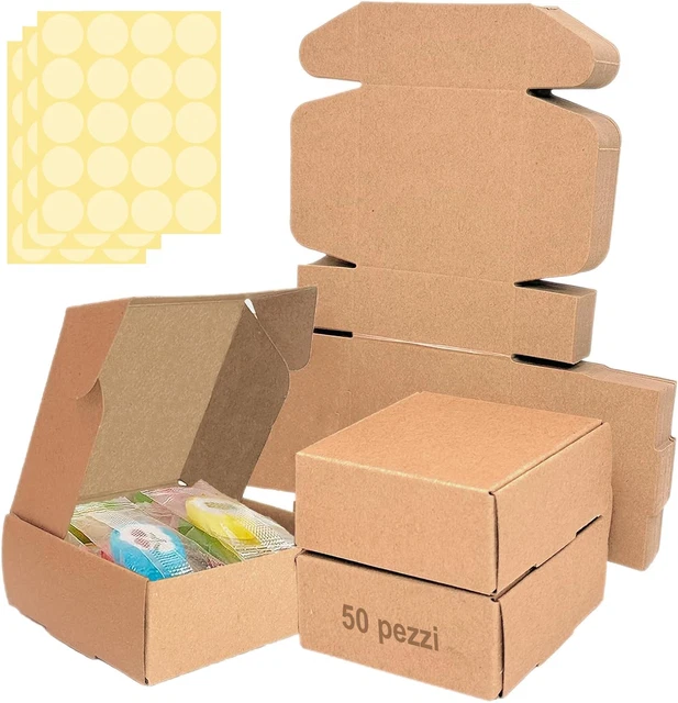 50 Scatoline Carta Kraft Bianche 6x6x3cm | Per Bomboniere, Compleanni, Matrimoni | Facili Da Montare Senza Colla - Foto 3