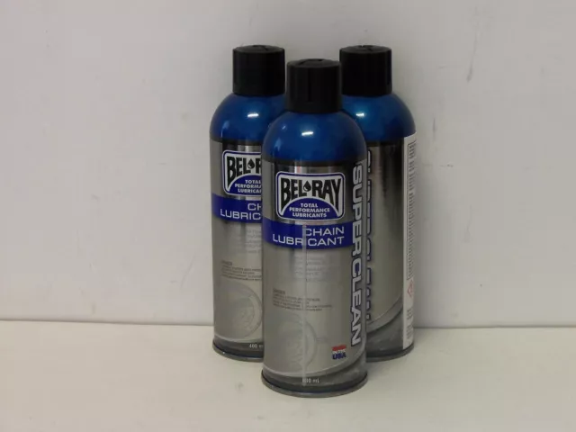 30,75€/l Bel-Ray Kettenspray 3 x 400 ml Super Clean Chain Lube weißes Kettenfett