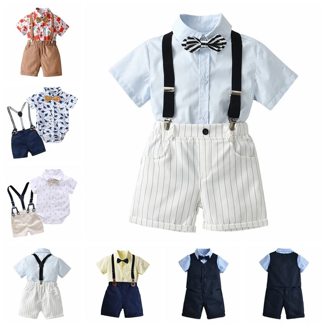 Abito formale compleanno bambini bambino set corto estivo camicia sospensione corta
