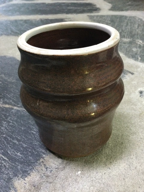 Mid Century Signed MARJORY BANKSON Art Pottery Wheel Thrown Brown Louis Mideke