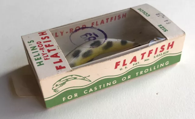 Vintage HELIN'S FLATFISH F4-FR Fishing Lure Original Box USA 3