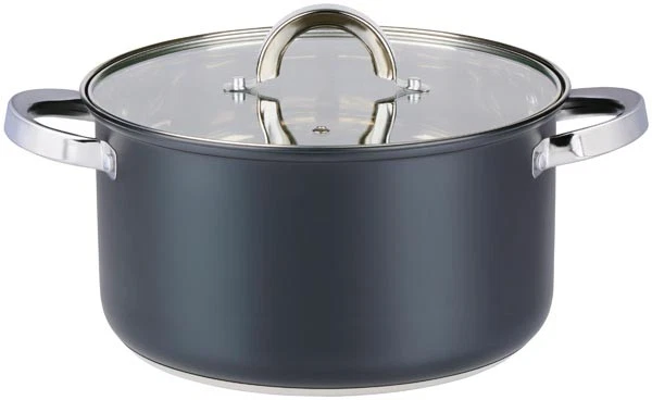 Plat à Rôtir Cheffinger 38 Cm – Revêtement Marbre, Couvercle Verre, Induction, Noir