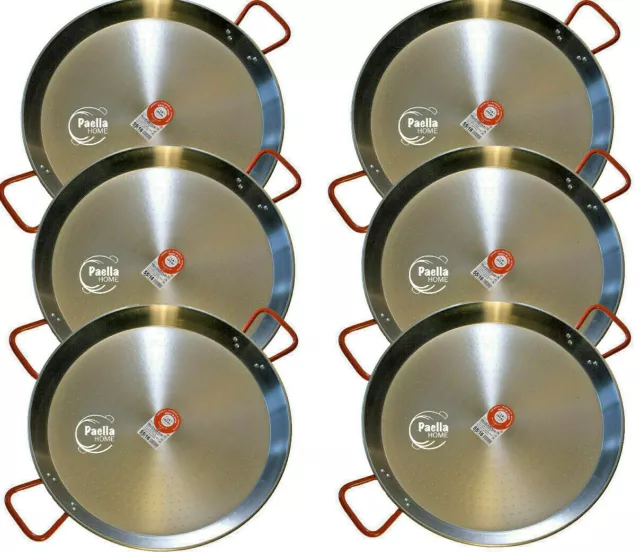 Paella Pan 24cm x 6 Pack of Polished Carbon Steel Pan ,Authentic Spanish Product