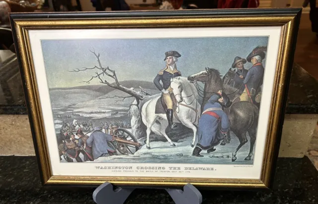 WASHINGTON CROSSING THE DELAWARE, Framed, Reprint From Lith by N. Currier