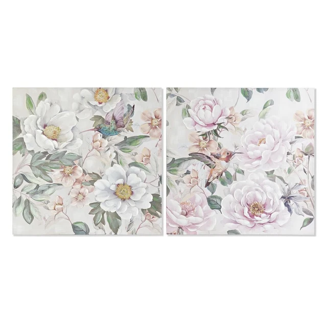 Cadre DKD Home Decor Fleurs (80 x 3 x 80 cm) (2 Unités)