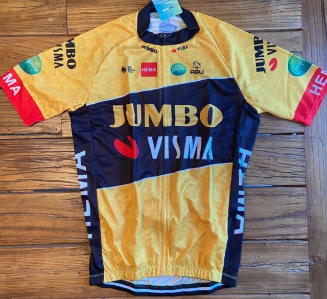 Jumbo Visma Team Pro Cycling Jersey L New 38" Free Shipping !!