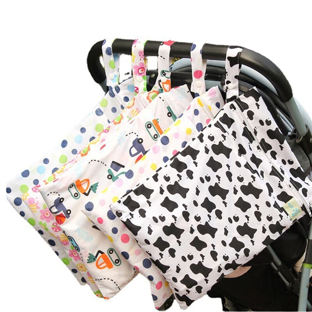 Borsa pannolini bambino impermeabile umido secco pannolino cerniera passeggino pannolino pannolino umido stoccaggio pannolini bagnati B-H7