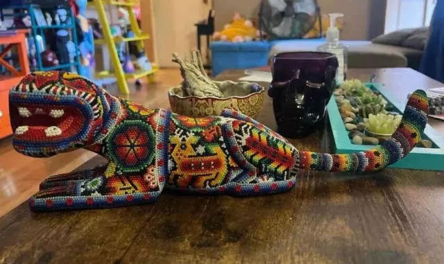 RARE Vintage Jaguar From Museo De Arte Huichol Wixárika in Zapopan Jalisco