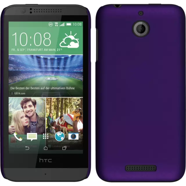 Custodia Rigida per HTC Desire 510 Custodia Viola Gommato + 2 Protezioni