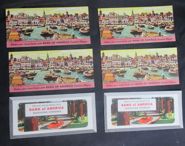6 Bank of America Ink Blotters ~ Ports of World Singapore  ~ Redwoods???