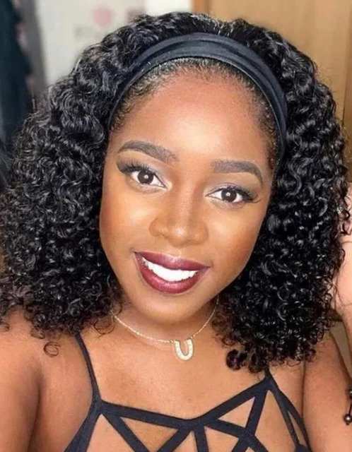 Perruque Synthétique Afro Courte Bouclée Noire, Avec Bonnet - Touffue, Style Naturel
