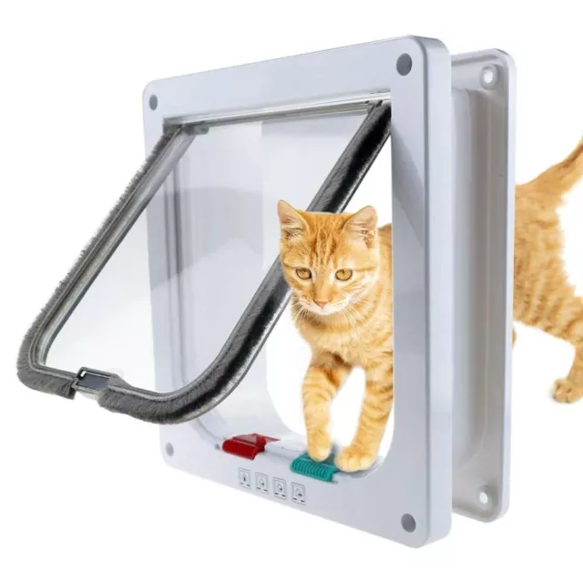 4 Way Medium Small Pet Cat Puppy Dog Supplies Lock Lockable Safe Flap Door Gate